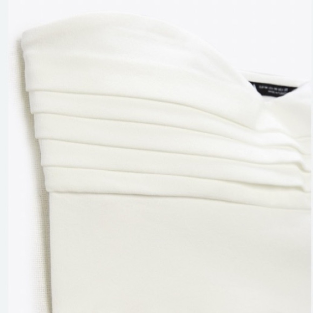 Zara White Pleated Strapless Top